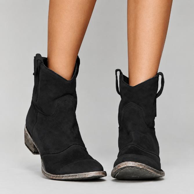 Charlotte Suede Western Ankle Boots