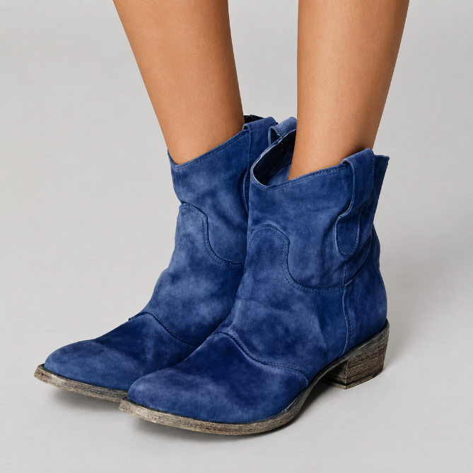 Charlotte Suede Western Ankle Boots