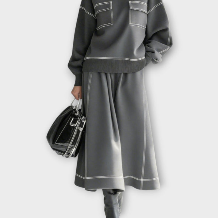 Minimalist Contrast Stitch Two-Piece Set