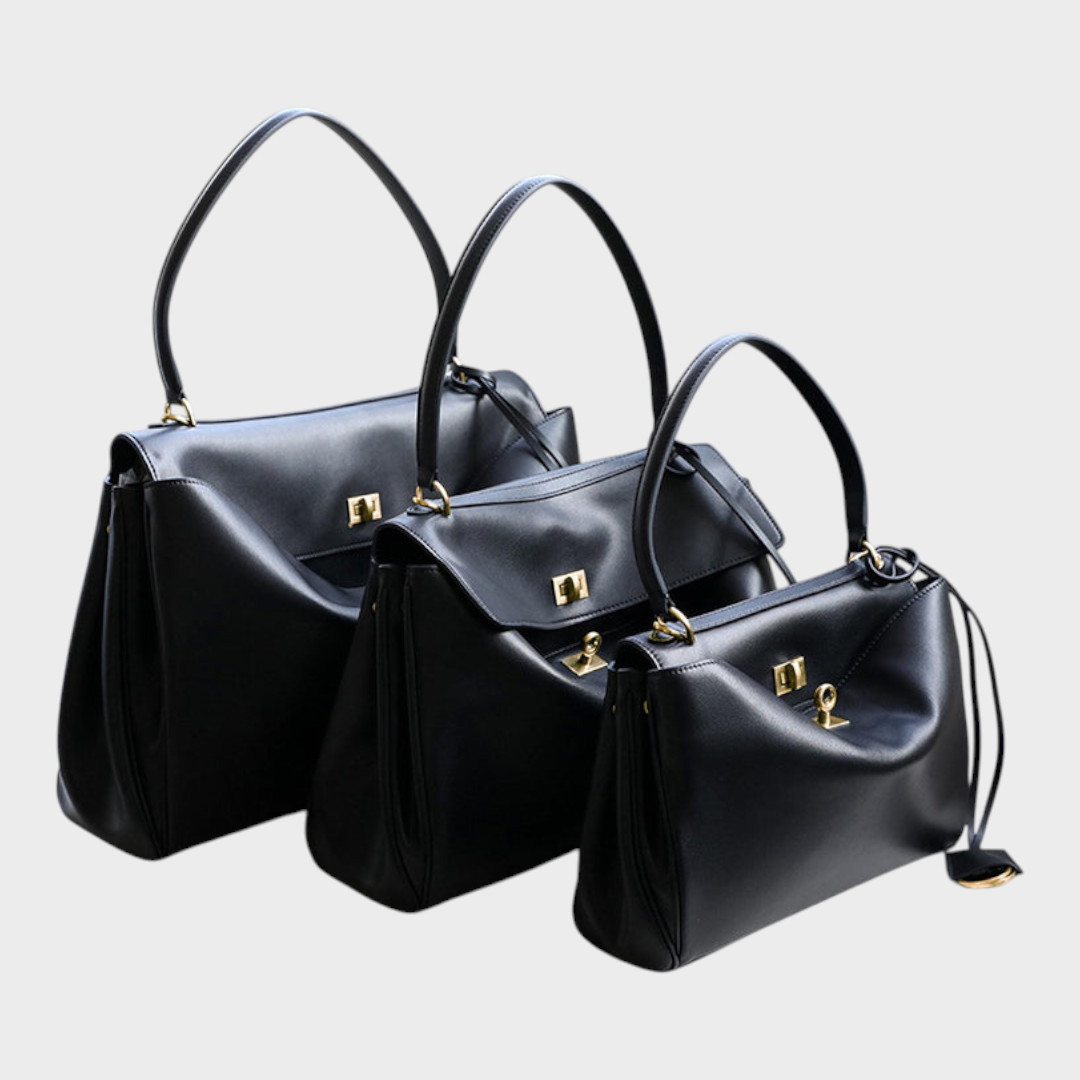 Cowhide Shoulder Bag with Magnetic Flap Closure