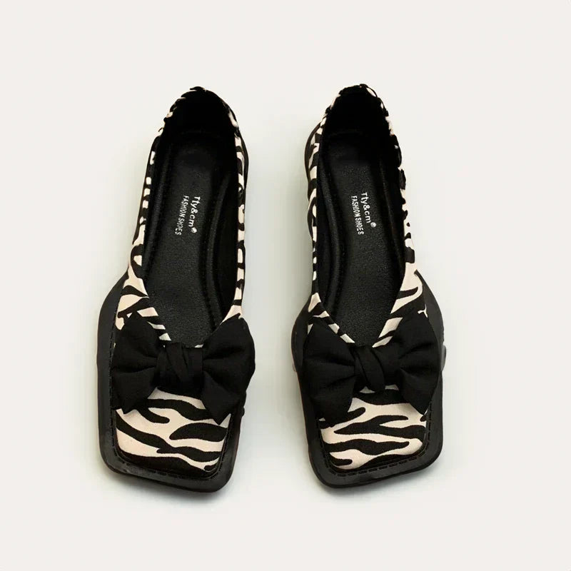 Lucia | Stylish Bow Detail Houndstooth Flats