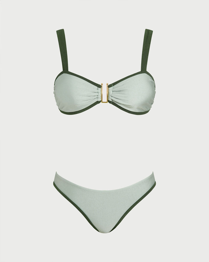 Clara & Sophia | Green Bandeau Bikini Set