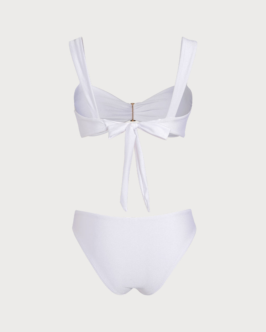 Clara & Sophia | White Sweetheart Neck Drawstring Bikini Set