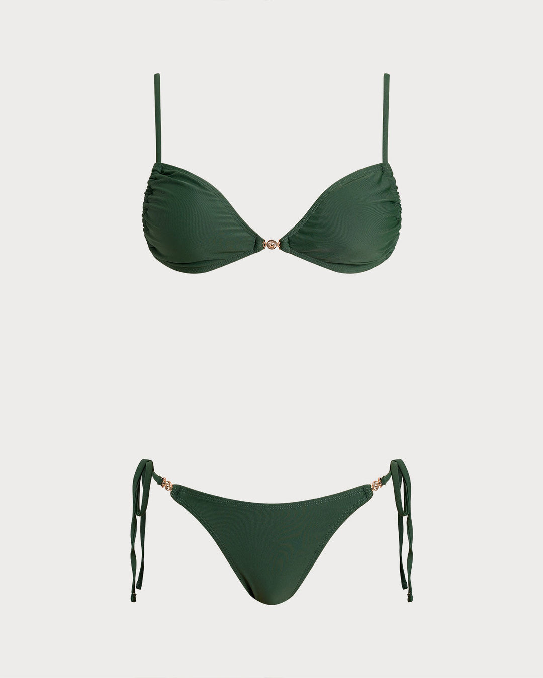 Clara & Sophia | Green Triangle Drawstring Bikini Set