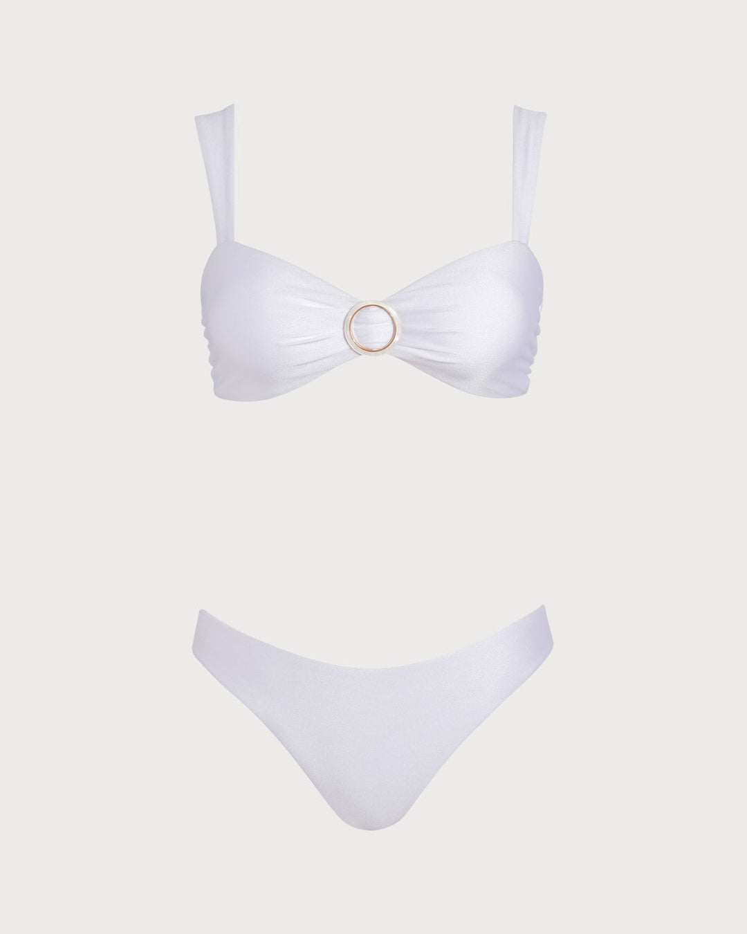 Clara & Sophia | White Sweetheart Neck Drawstring Bikini Set