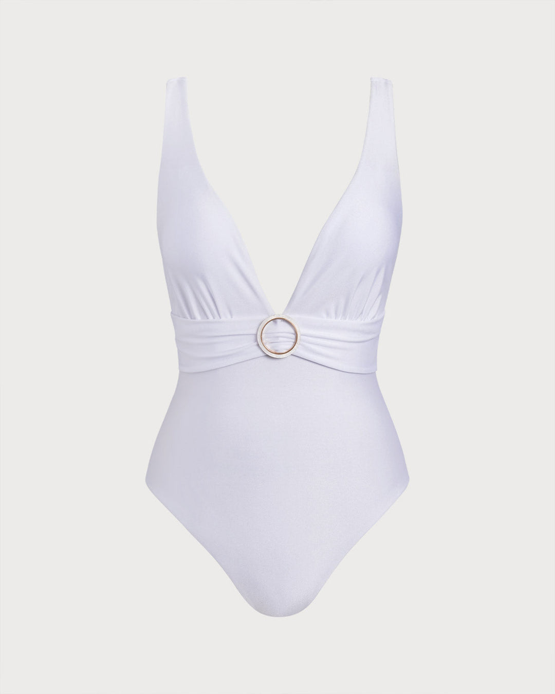 Clara & Sophia | White V Neck One Piece Swimsuit