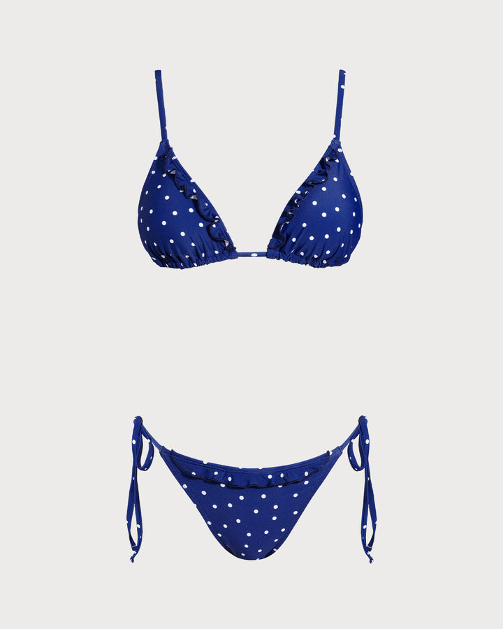 Clara & Sophia | Blue Polka Dot Bralette Bikini Set