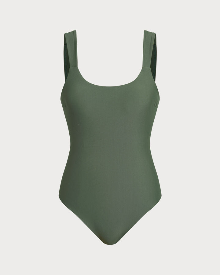 Clara & Sophia | Green U Neck Tummy Control One Piece Swimwear