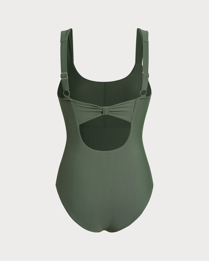 Clara & Sophia | Green U Neck Tummy Control One Piece Swimwear