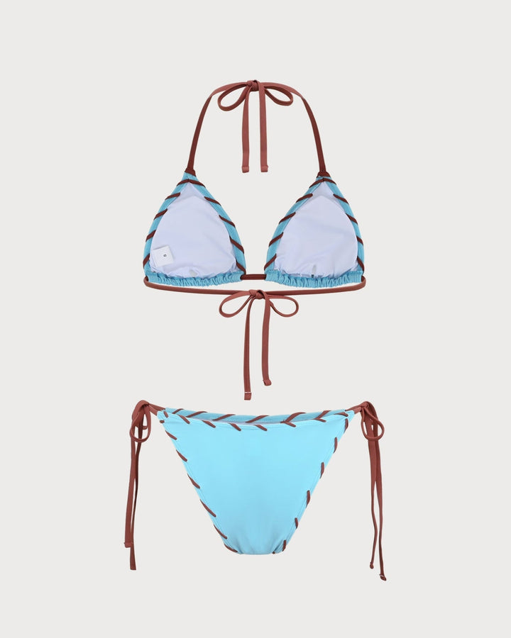 Clara & Sophia | Triangle Drawstring Bikini Set for Women in Blue