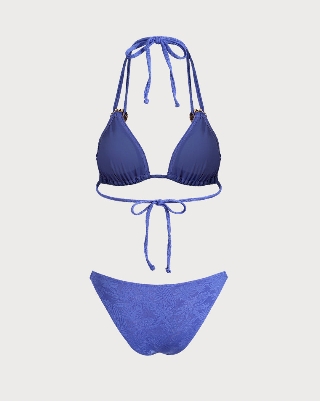 Clara & Sophia | Textured Halter Triangle Bikini Set for Women in Blue