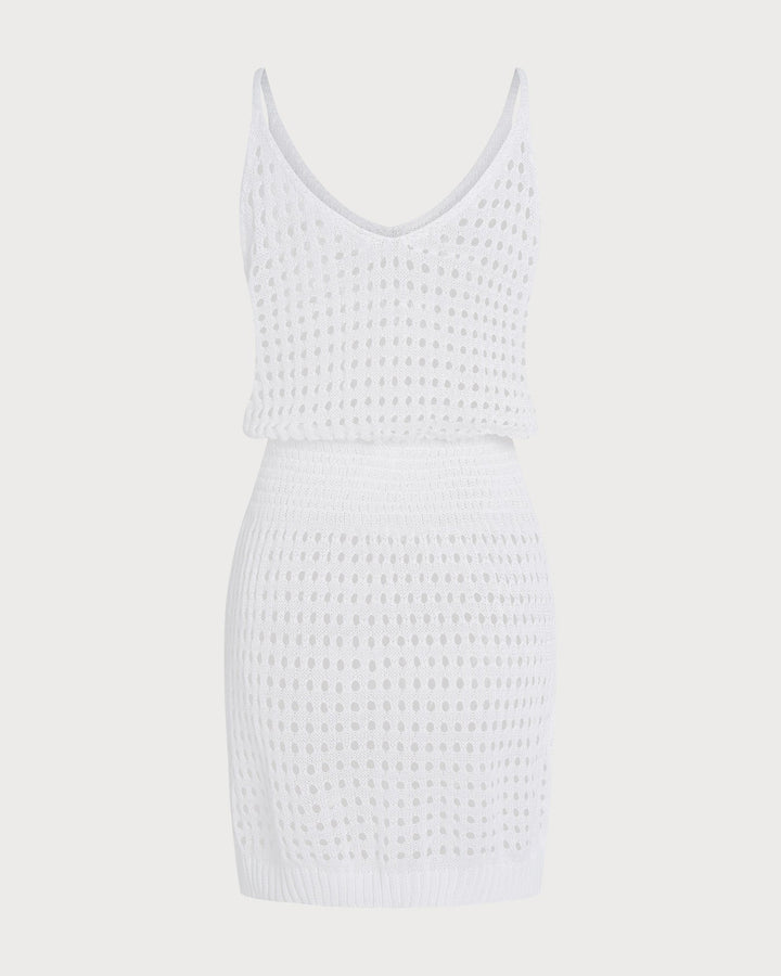 Clara & Sophia | White V Neck Cutout Cover-Up