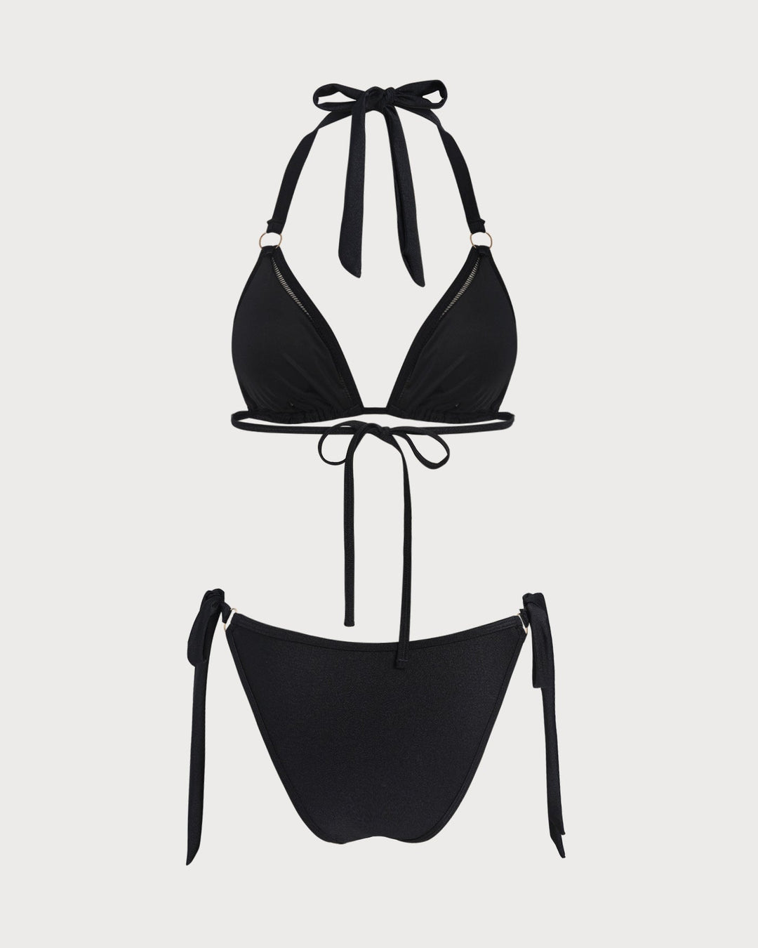 Clara & Sophia | Halter O-Ring Triangle Bikini Set, Black