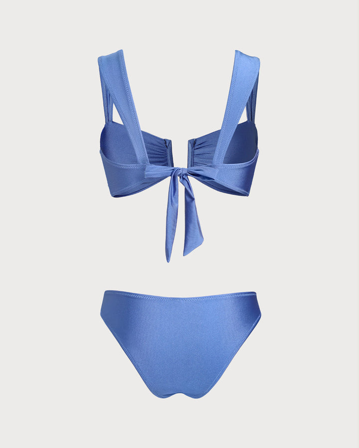 Clara & Sophia | High Stretch Bikini Set for Women in Blue Triangle Design