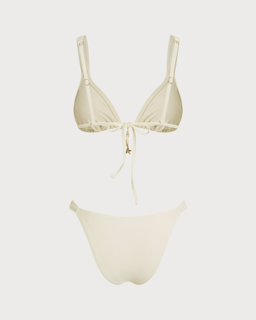 Clara & Sophia | Drawstring Triangle Bikini Set for Women in Off White