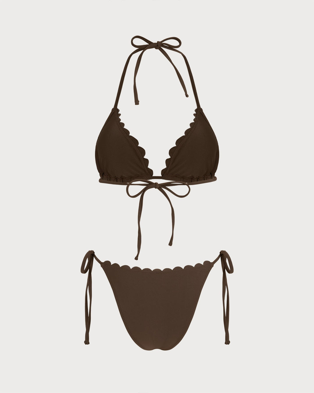 Clara & Sophia | Halter Embroidery Bikini Set for Women in Coffee