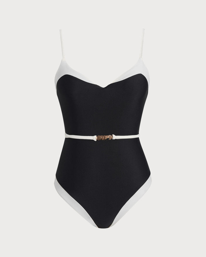 Clara & Sophia | Black V Neck One Piece Swimwear