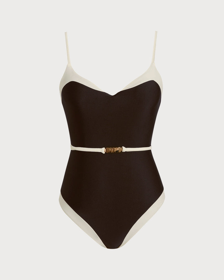 Clara & Sophia | Brown V Neck Bralette One Piece