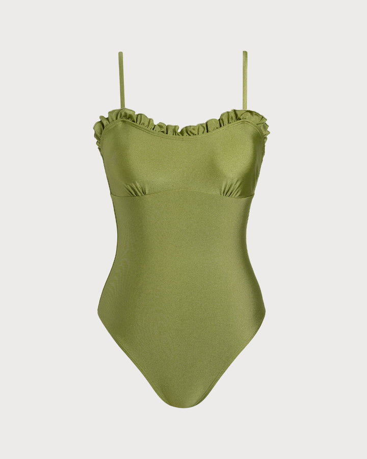 Clara & Sophia | Green Ruffle One Piece Swimwear for Women