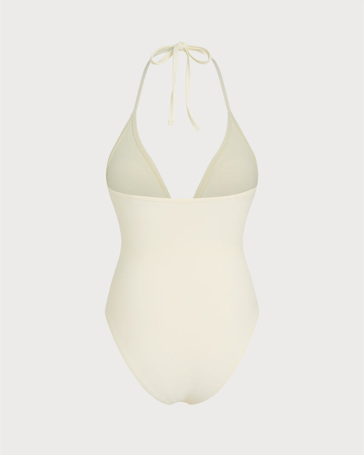 Clara & Sophia | Halter Bralette One Piece Swimsuit, Off White