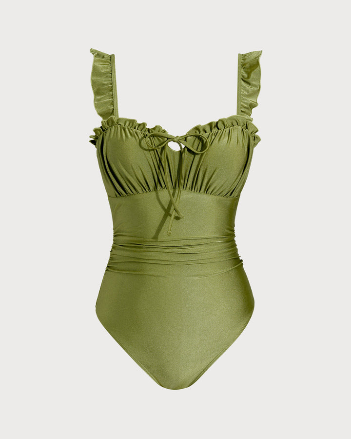 Clara & Sophia | Ruched Bralette One Piece Swimwear for Women in Green