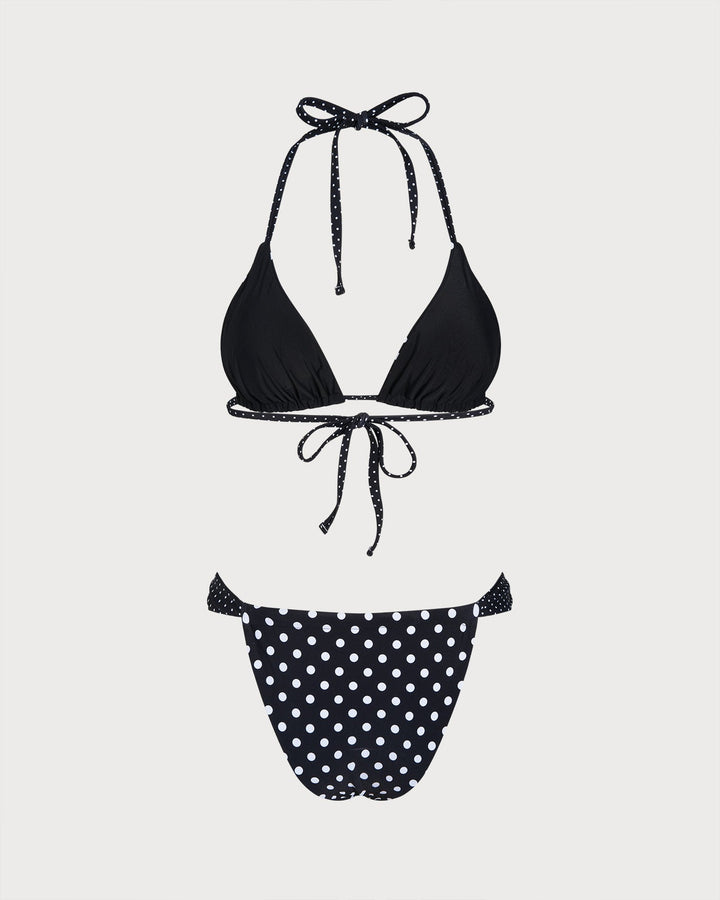 Clara & Sophia | Reversible Bikini Set for Women in Black Polka Dot