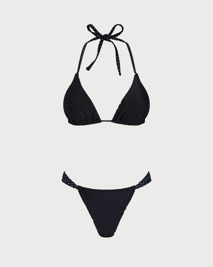 Clara & Sophia | Reversible Bikini Set for Women in Black Polka Dot