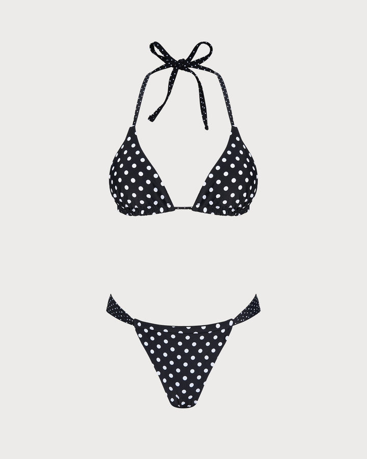 Clara & Sophia | Reversible Bikini Set for Women in Black Polka Dot