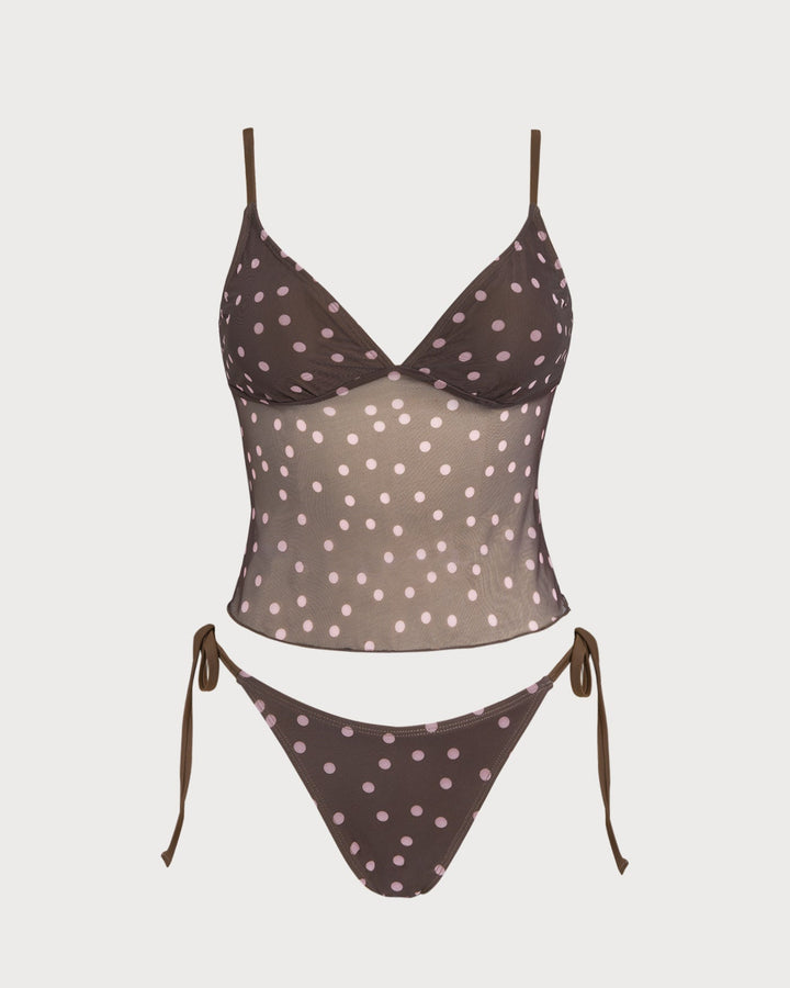 Clara & Sophia | V Neck Polka Dot Tankini Set for Women