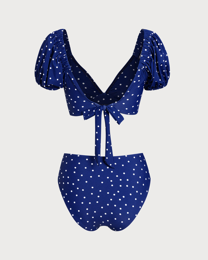 Clara & Sophia | Polka Dot Bikini Set for Women in Royal Blue