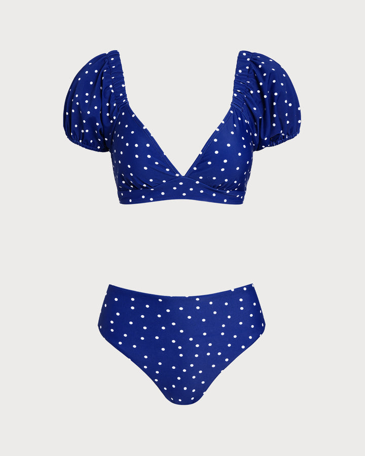 Clara & Sophia | Polka Dot Bikini Set for Women in Royal Blue