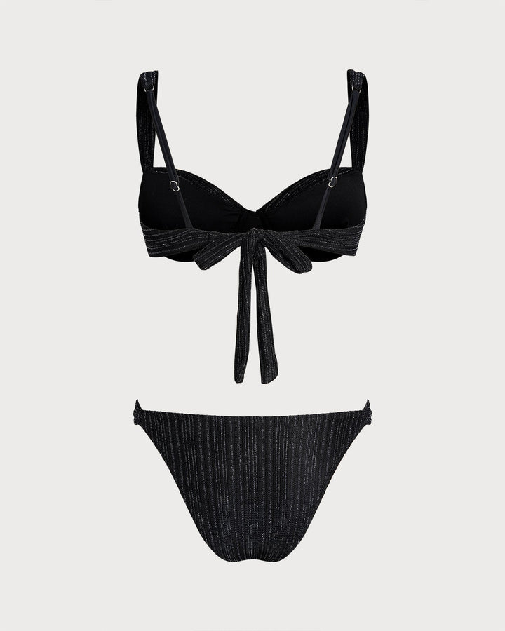 Clara & Sophia | Underwire Bikini Set for Women in Black Sequins