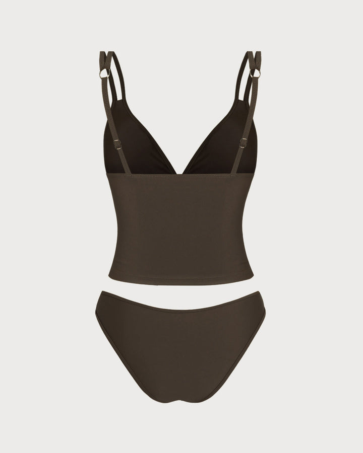 Clara & Sophia | High Stretch Tankini Set for Women in Coffee