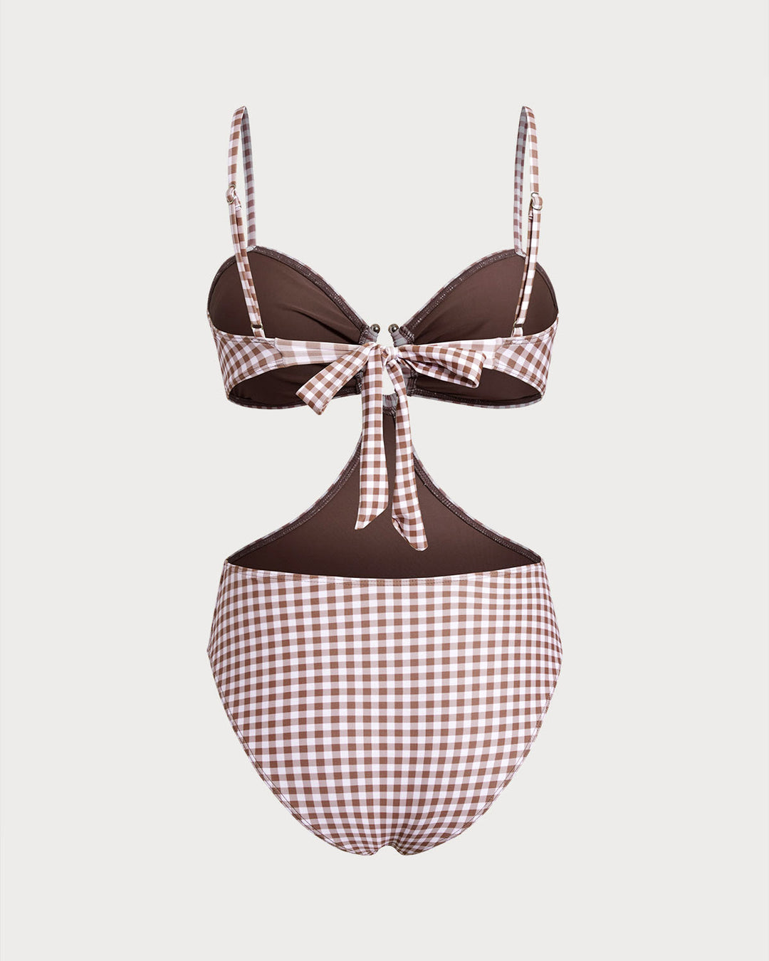 Clara & Sophia | Plaid One Piece Swimwear for Women in Coffee