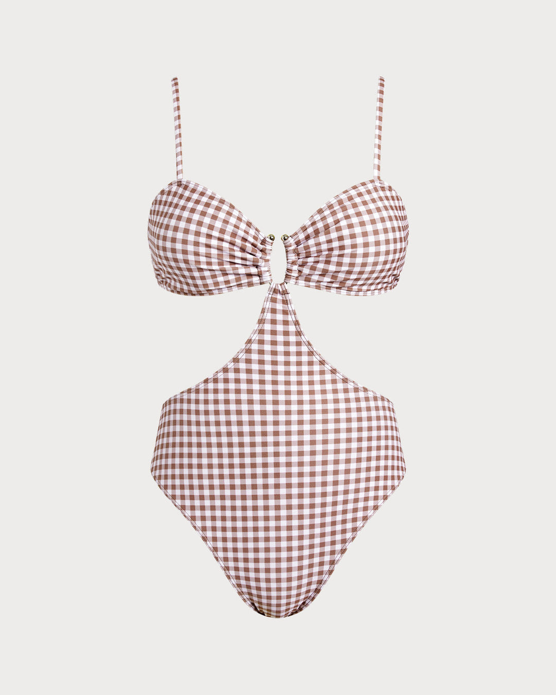 Clara & Sophia | Plaid One Piece Swimwear for Women in Coffee