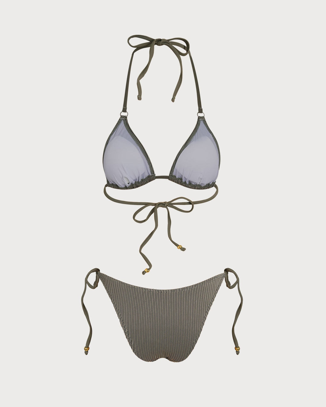 Clara & Sophia | Striped Triangle Bikini Set for Women in Green