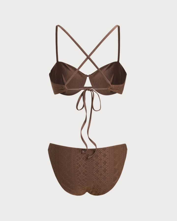 Clara & Sophia | Textured Underwire Bikini Set for Women in Brown
