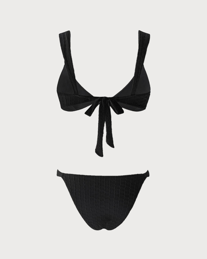 Clara & Sophia | V Neck Bralette Bikini Set for Women in Black