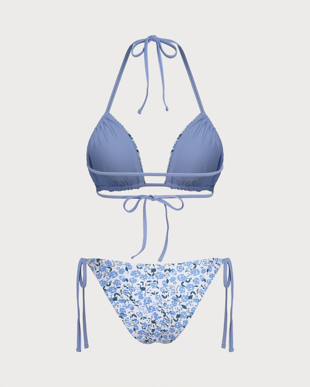 Clara & Sophia | Floral Triangle Bikini Set for Women in Blue