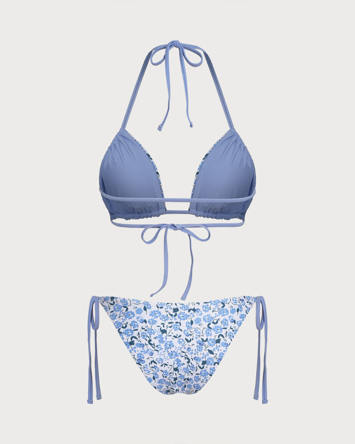 Clara & Sophia | Floral Triangle Bikini Set for Women in Blue