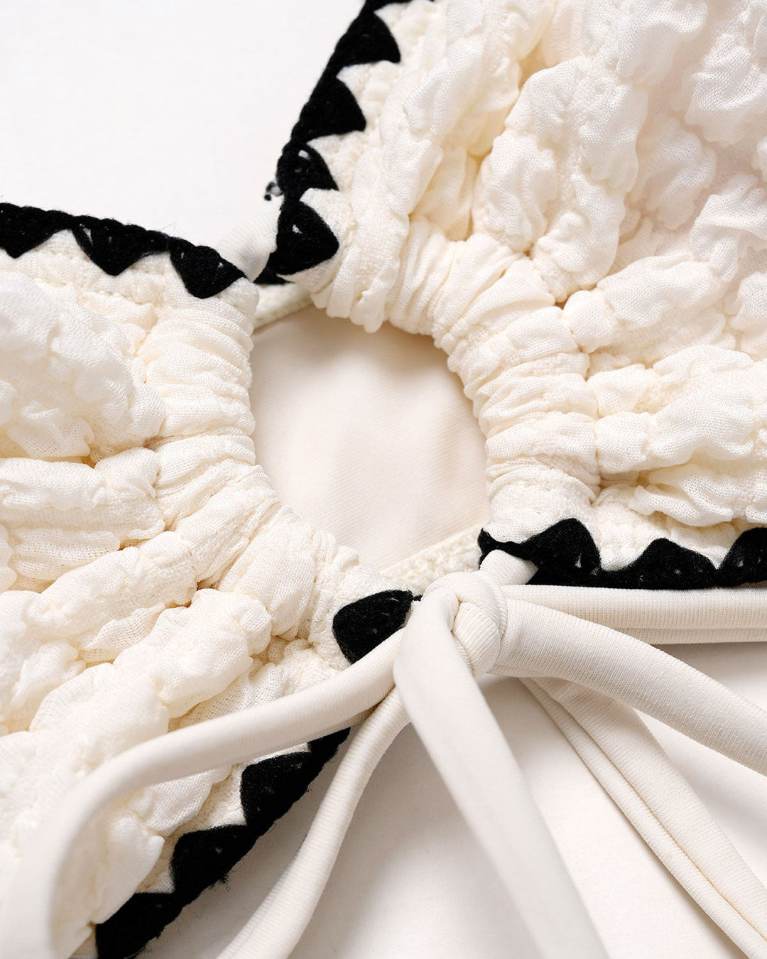 Clara & Sophia | Bandeau Bikini Set for Women in White with Contrasting Details