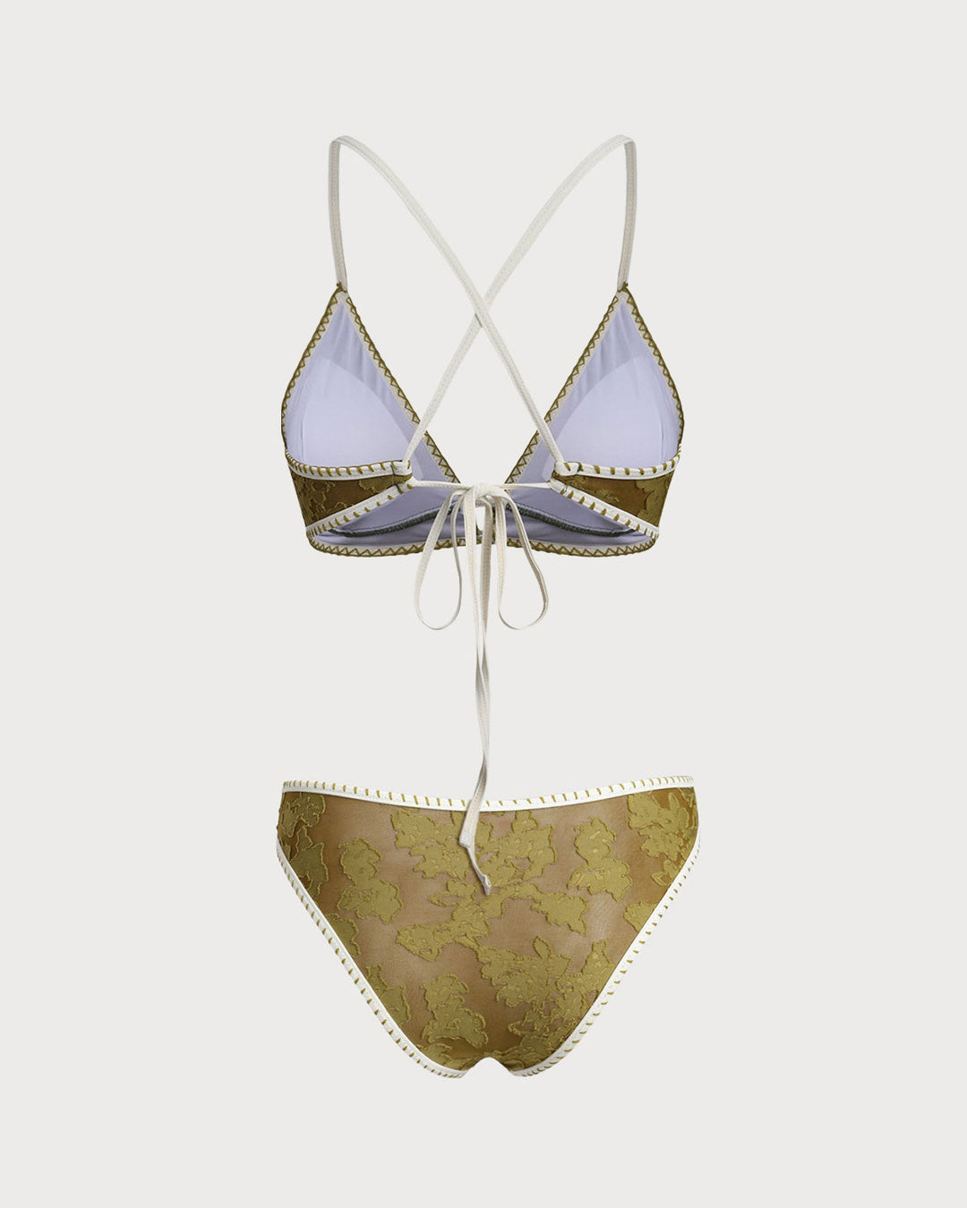 Clara & Sophia | Floral Tie-back Triangle Bikini Set for Women in Green