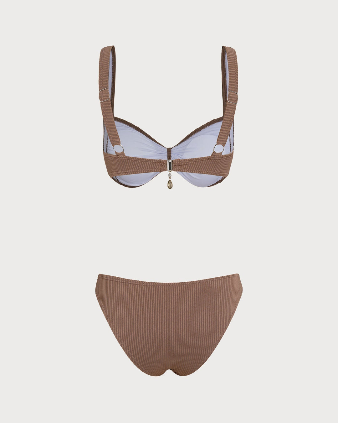 Clara & Sophia | Striped Triangle Bikini Set for Women in Brown