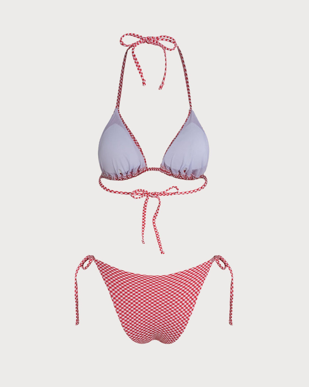 Clara & Sophia | Triangle Bikini Set for Women in Red Plaid