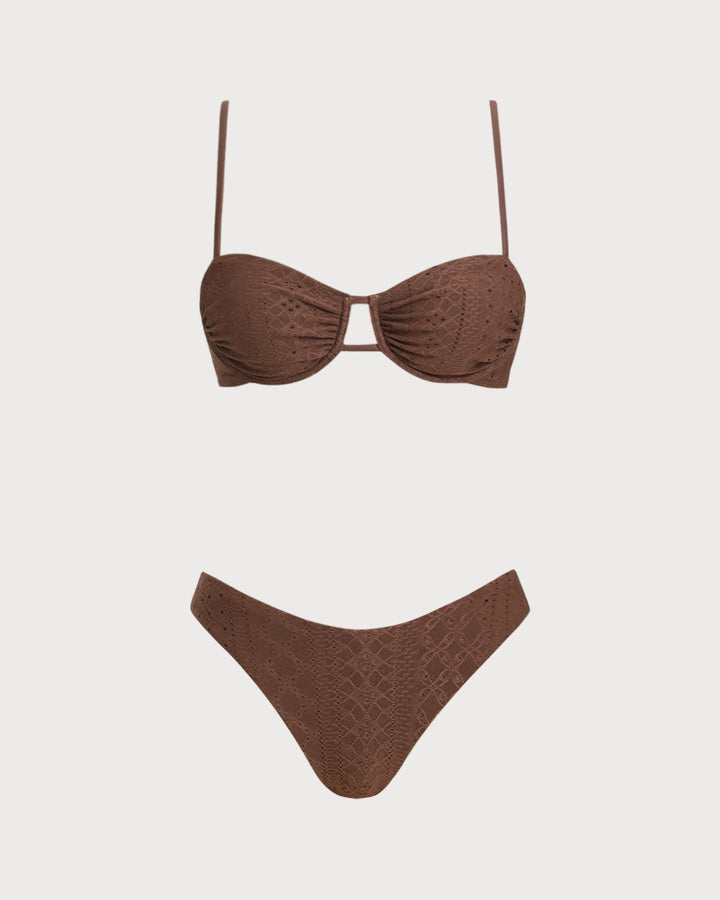 Clara & Sophia | Textured Underwire Bikini Set for Women in Brown