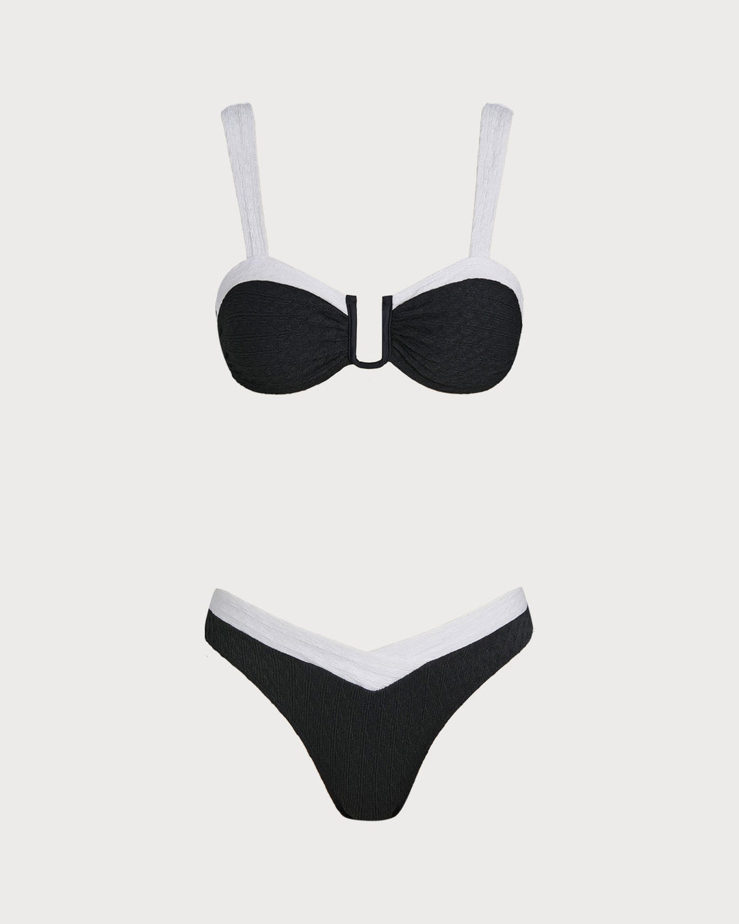 Clara & Sophia | Black Contrast U Neck Triangle Bikini Set