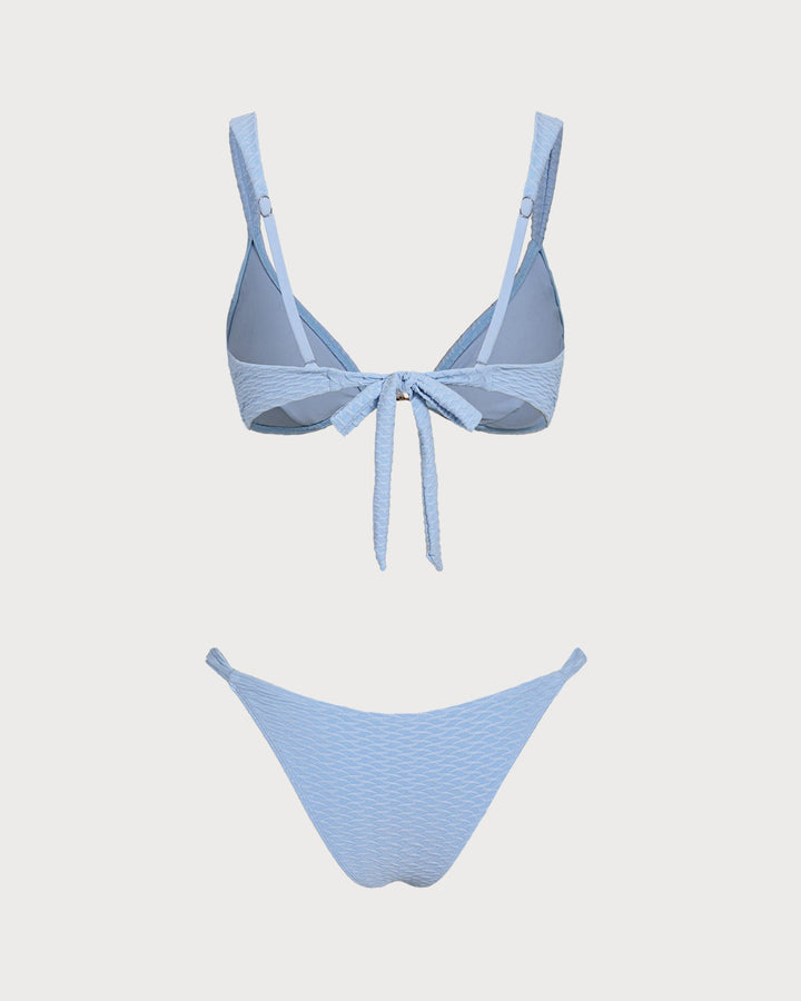 Clara & Sophia | Textured Triangle Bikini Set for Women in Blue