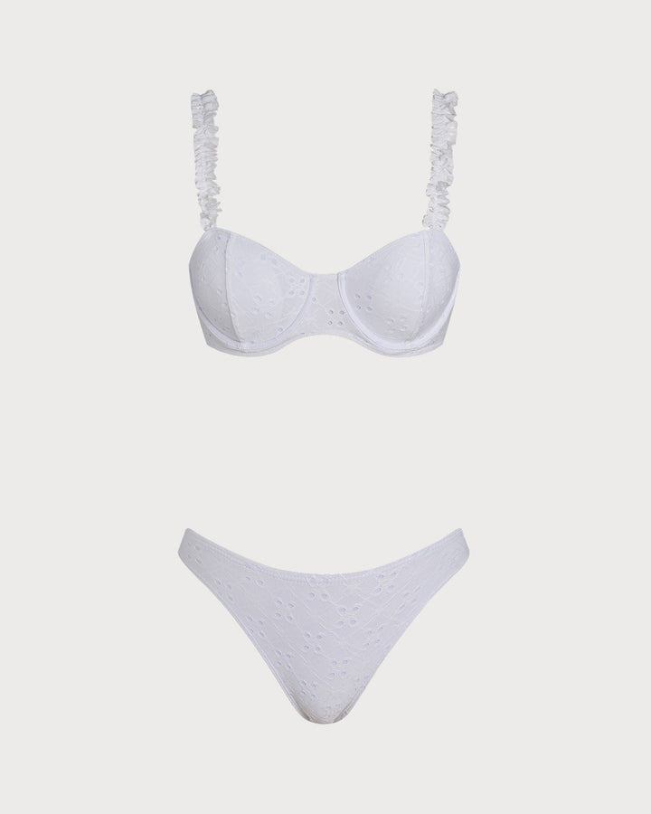 Clara & Sophia | White Jacquard Underwire Bikini Set