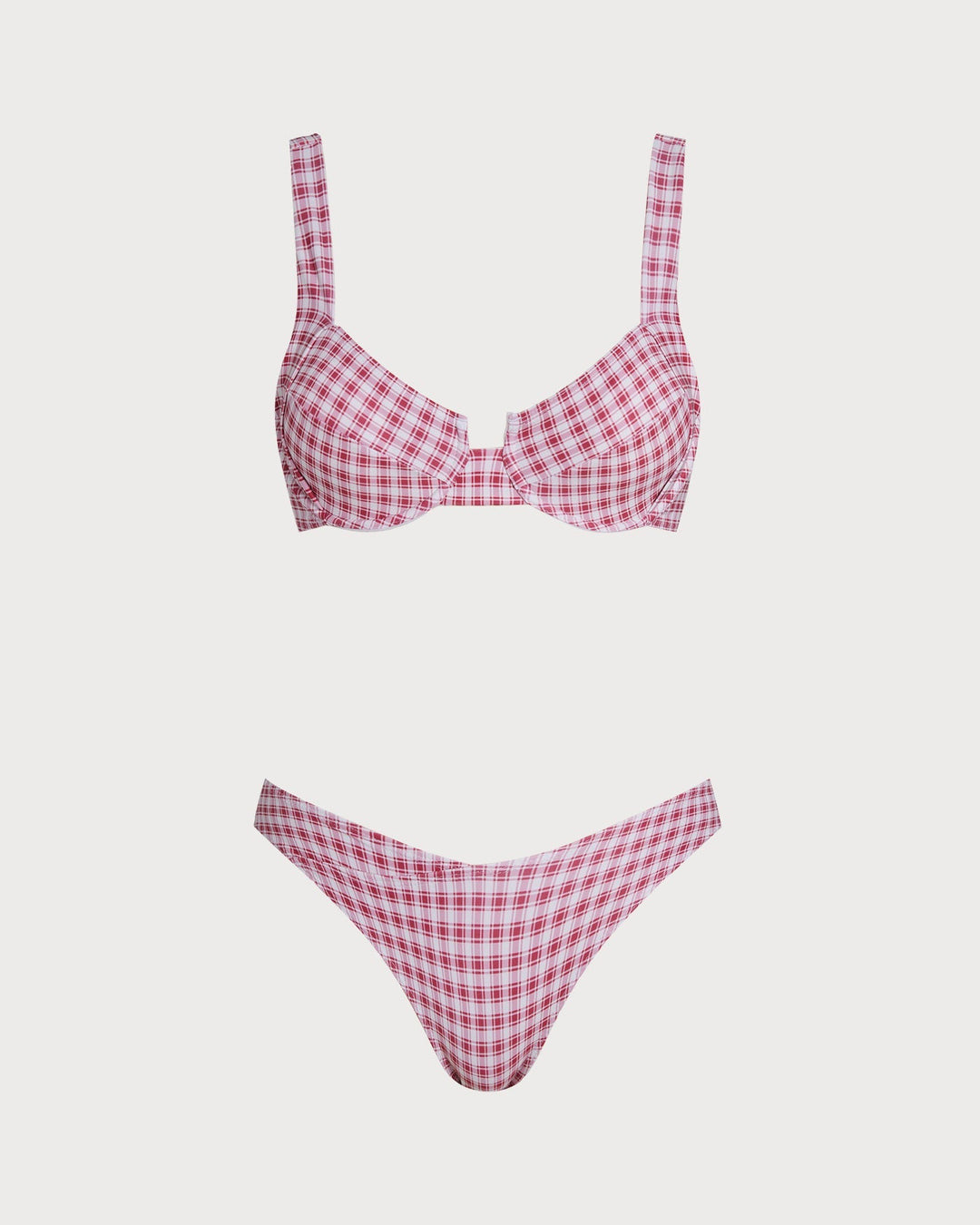 Clara & Sophia | Underwire Bikini Set for Women in Red Plaid