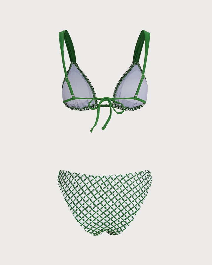 Clara & Sophia | Green Plaid Triangle Bikini Set